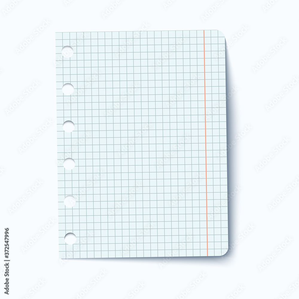 Vecteur Stock A draft sheet of paper from a workbook. A piece of ...