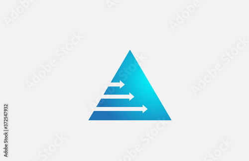 A blue letter alphabet logo icon design with arrows. Business and company corporate identity