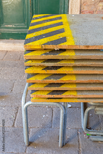 Stacked Walking Wooden Boards in Venice photo