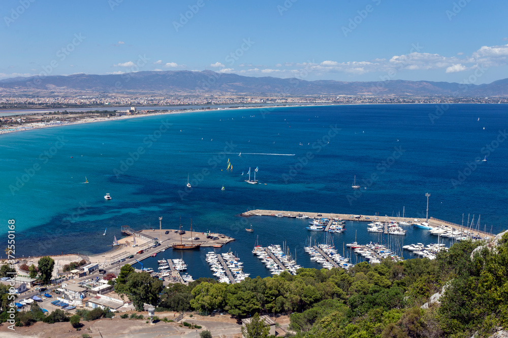 View of the beach Poetto in Cagliari, Sardinia