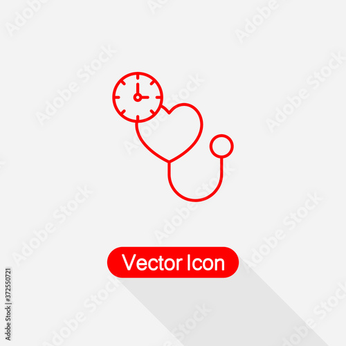 Health Control Icon, Hospital, Heart, Time, Clock Icon