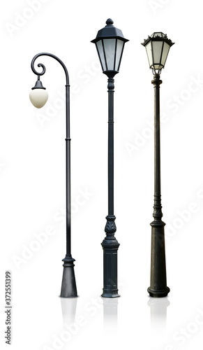 Fototapeta Naklejka Na Ścianę i Meble -  Street lamp isolated on a white background. Design element with clipping path