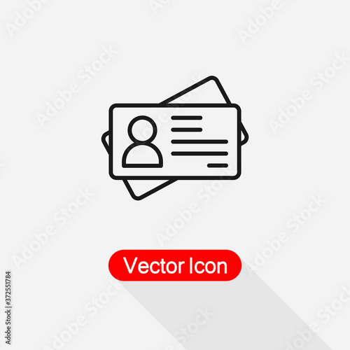 ID Card Icon, Indentification Card Icon Vector Illustration Eps10