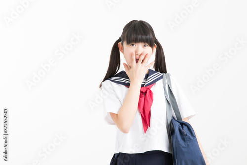 驚く女子中学生 photo