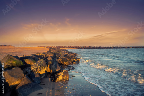 Canvas Print Jaywick beach in Essex during the summer sunset