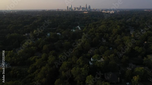 Charlotte North Carolina Bank of America Stadium Carolina Panthers Stadium Sunny Partly Cloudy Summer Sunrise Sunset Aerial 4K photo