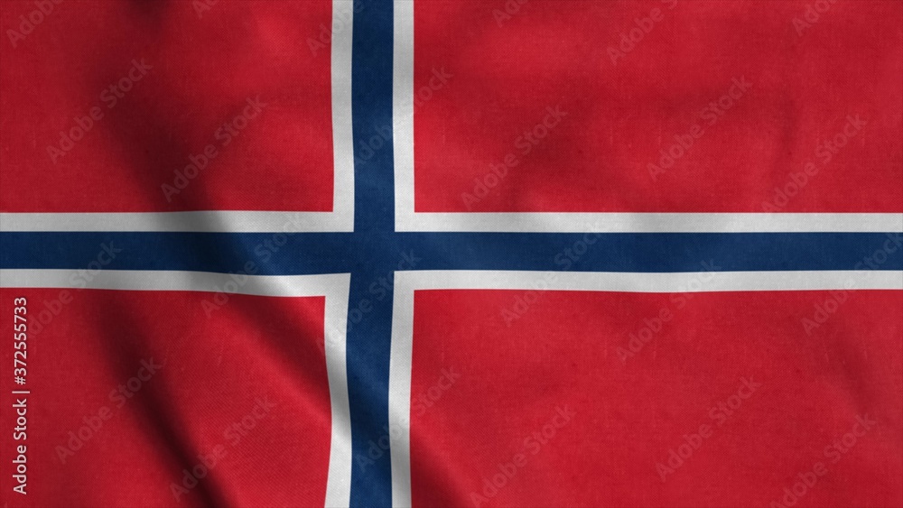Fototapeta premium Norway flag waving in the wind with high quality texture. 3d rendering