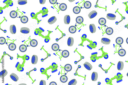 Scooter bike tire seamless vector pattern