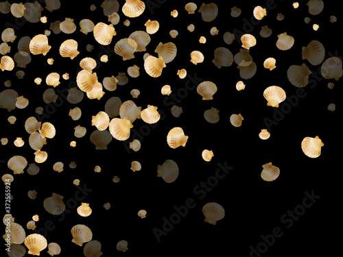 Gold chic seashells vector illustration, marine mollusks shells