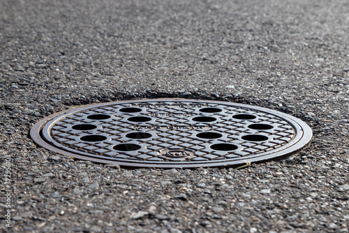 closeup of a manhole cover