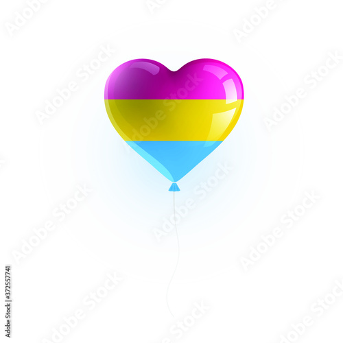 Festive heart shaped balloon with PANSEXUAL flag. The sign created for popularizing and support the LGBT community in social media. Vector illustration. Isolated object.