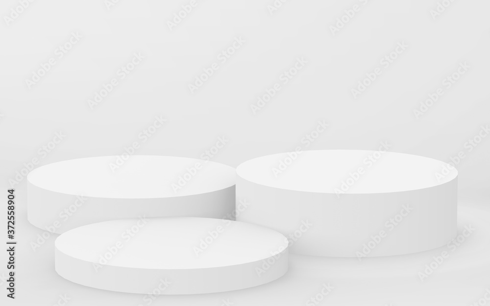 3d gray white bright cylinder podium minimal studio background. Abstract 3d geometric shape object illustration render. 3d gray white bright cylinder podium minimal studio background. Abstract 3d geometric shape object illustration render.