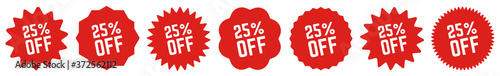 25 Percent OFF Discount Tag Red | Special Offer Icon | Sale Sticker | Deal Label | Variations