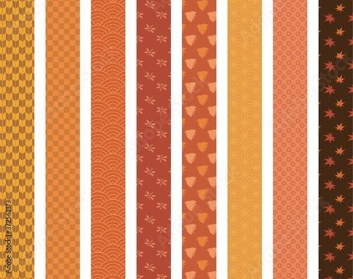 秋 和柄模様 帯 仕切り素材 Stock Vector Adobe Stock
