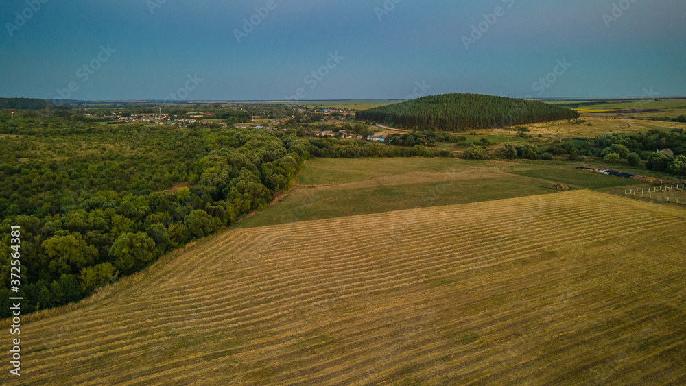 summer nature of the countryside in Russia.aerial photographs of fields