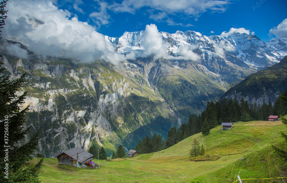 A swiss chalet in the hills just above the village of Murren, Switzerland. A swiss chalet in the hills just above the village of Murren, Switzerland.