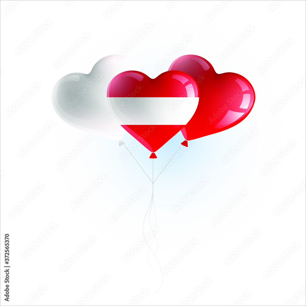 Heart shaped balloons with colors and flag of AUSTRIA vector illustration design. Isolated object.