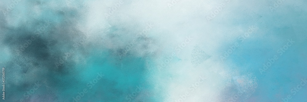 beautiful abstract painting background graphic with cadet blue and medium aqua marine colors and space for text or image. can be used as horizontal background texture