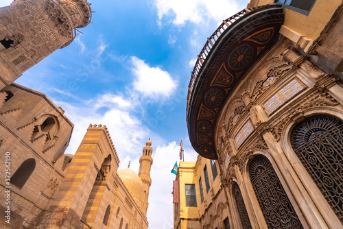 Egypt, Cairo Governorate, Cairo, Al-Nasir Muhammad Mosque and Sabil-Kuttab Ismail Pasha on Al-Muizz Li-Din Allah Al-Fatimi Street photo