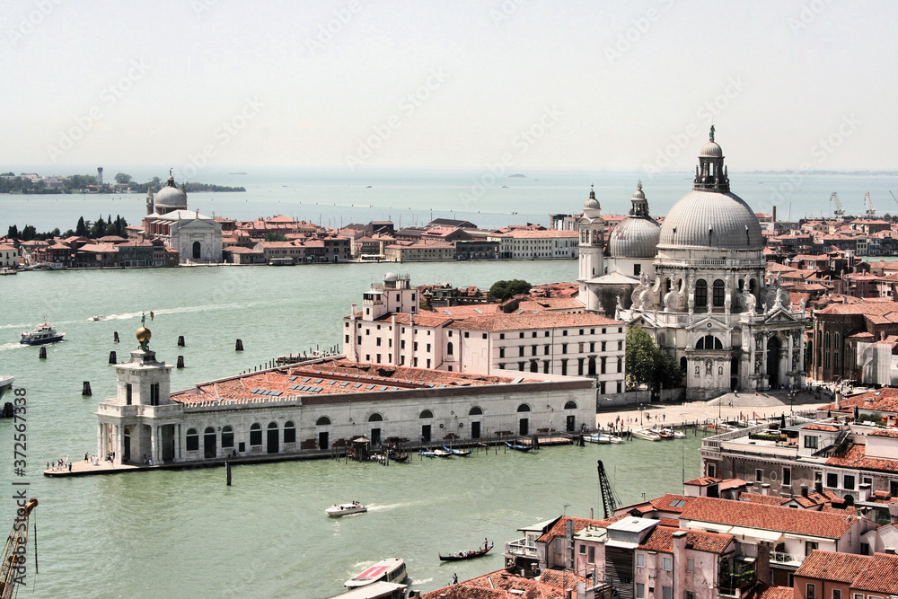 An aerial view of Venice