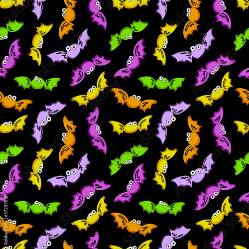 Halloween candy bats in seamless vector pattern. Festive trick or treat food. For fabrics, textiles, invitations, backgrounds, stationery, decor and packaging. For children and kids. photo