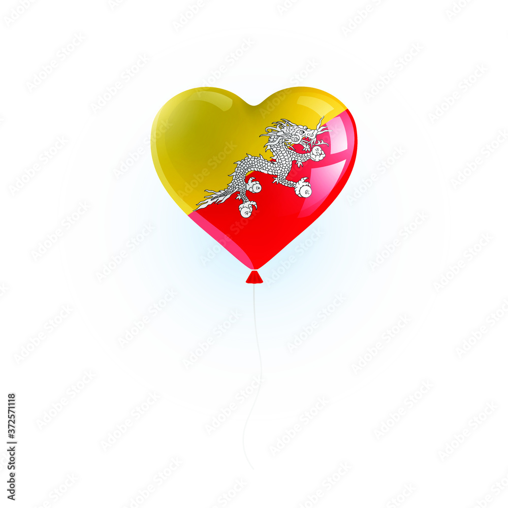 Heart shaped balloon with colors and flag of BHUTAN vector illustration design. Isolated object.