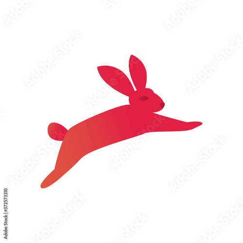 Cute rabbit jumping gradient style icon vector design