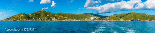A panorama view across Road Town and southern Tortola
