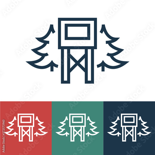 Linear vector icon with hunting box