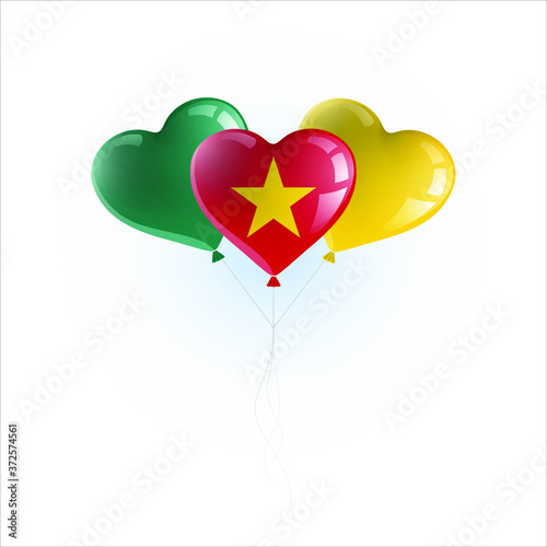 Heart shaped balloons with colors and flag of CAMEROON vector illustration design. Isolated object.