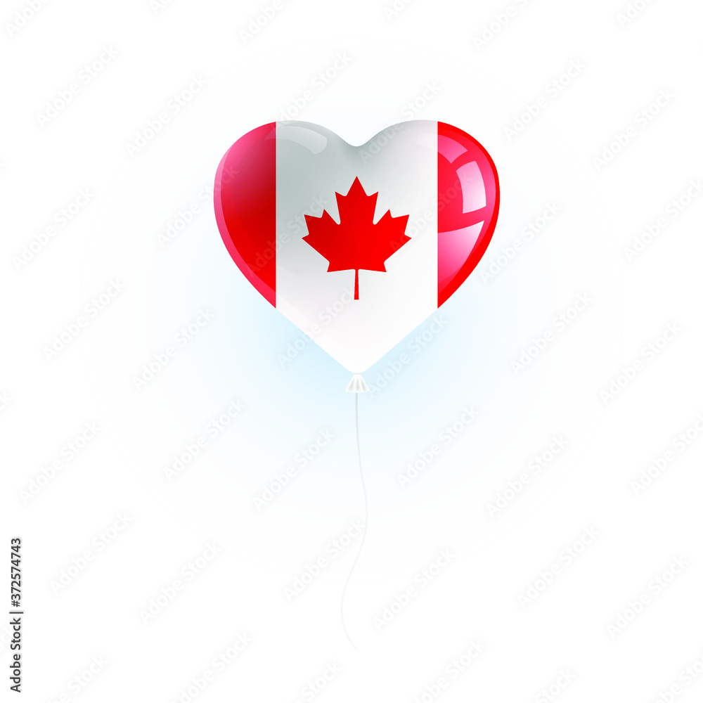 Heart shaped balloon with colors and flag of CANADA vector illustration design. Isolated object. Heart shaped balloon with colors and flag of CANADA vector illustration design. Isolated object.