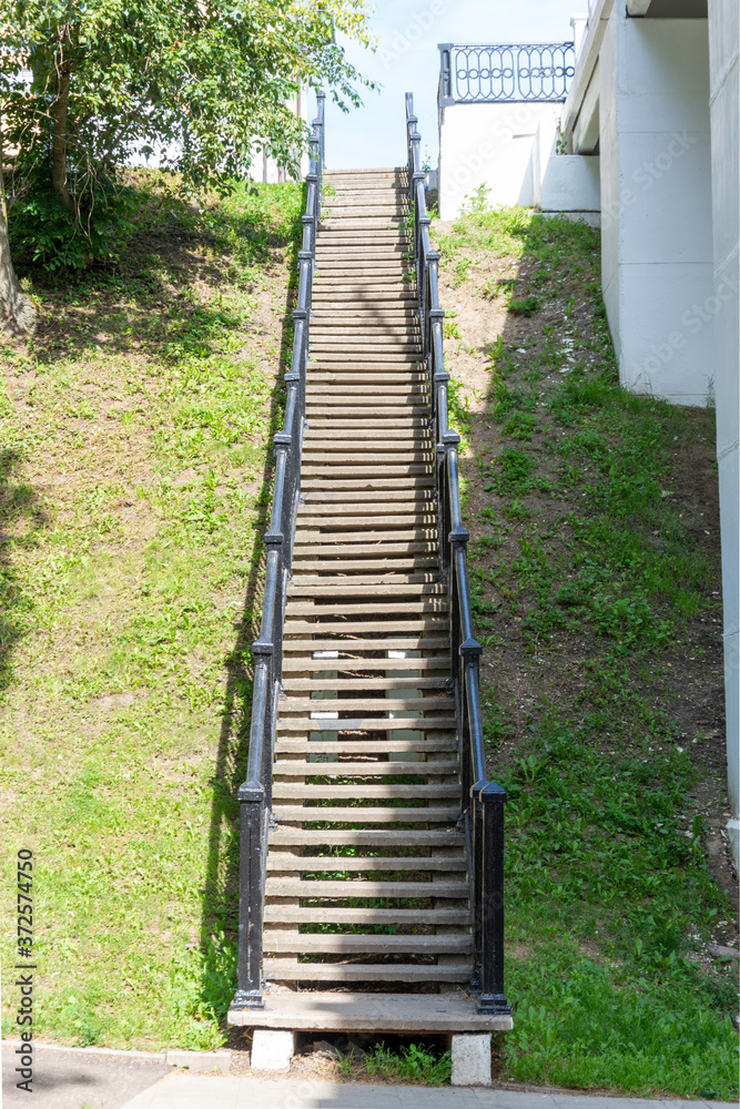 Ladder to the pedestrian bridge in the area of the Volga river embankment in Yaroslavl, Russia Ladder to the pedestrian bridge in the area of the Volga river embankment in Yaroslavl, Russia