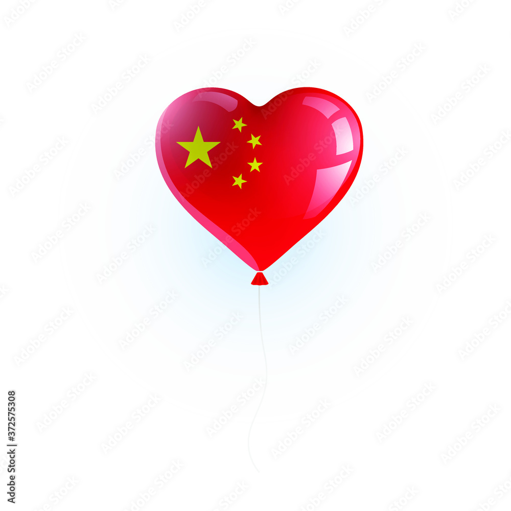 Heart shaped balloon with colors and flag of CHINA vector illustration design. Isolated object.