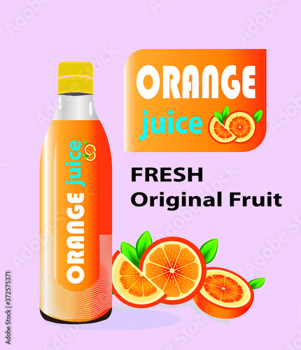 ORANGE JUICE FRESH ORIGINAL FRUIT advertising realistic design