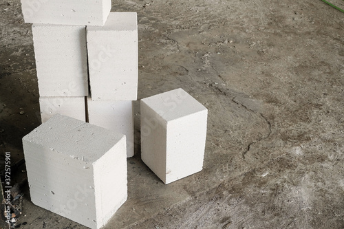 Gas silicate blocks for construction on concrete floors photo