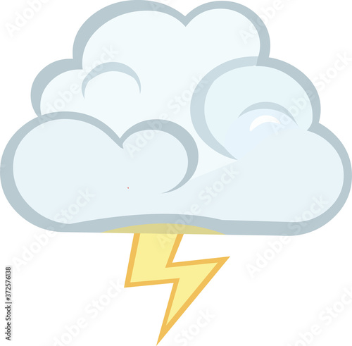 Vector emoticon illustration of a cloud with lightning