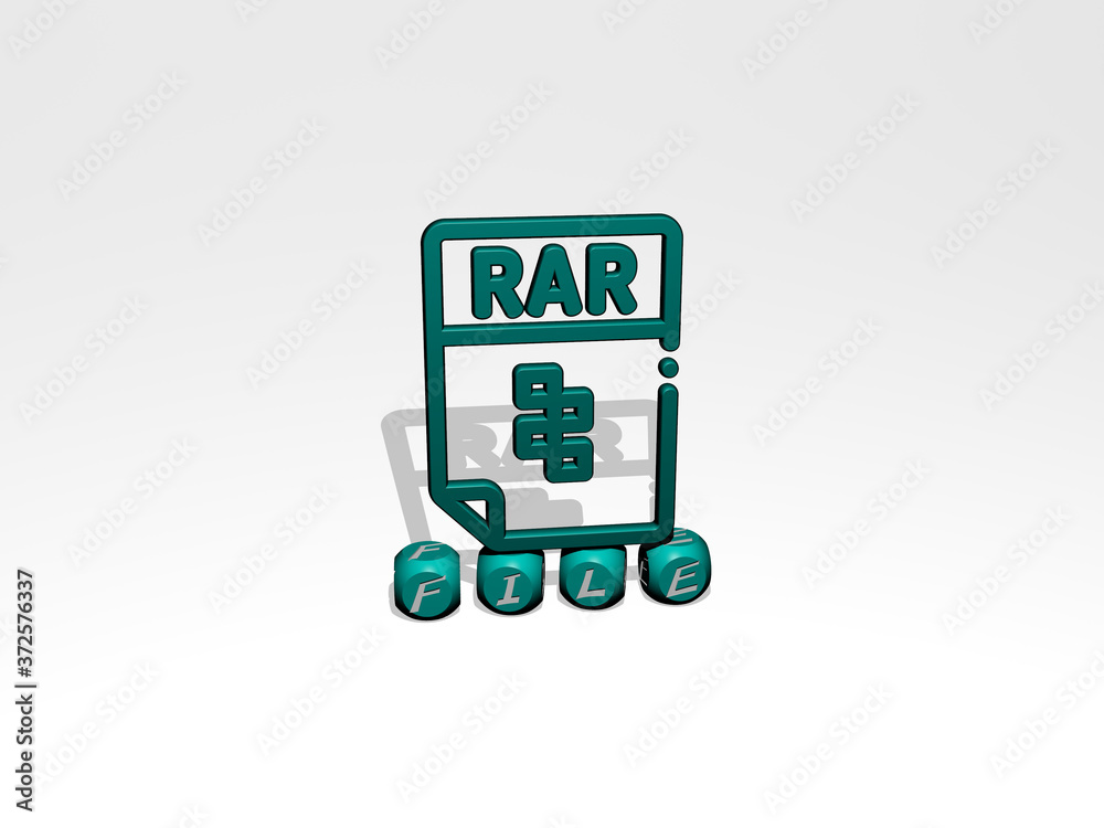 file 3D icon over cubic letters, 3D illustration for background and business
