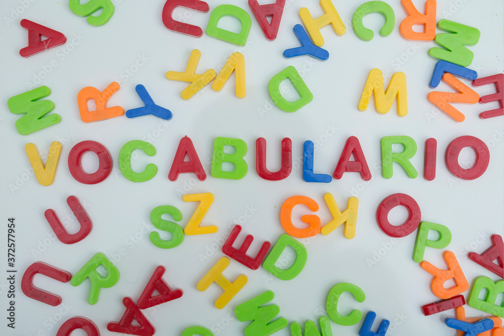 Fototapeta premium letras de plastico formando la palabra vocabulario