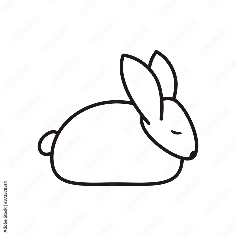 Obraz premium Cute rabbit line style icon vector design