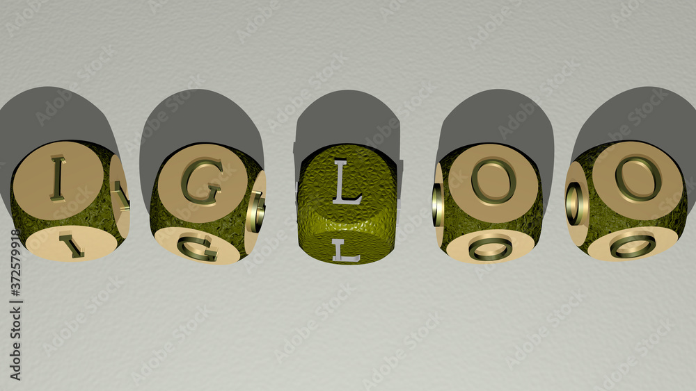 igloo combined by dice letters and color crossing for the related meanings of the concept for illustration and cold igloo combined by dice letters and color crossing for the related meanings of the concept for illustration and cold
