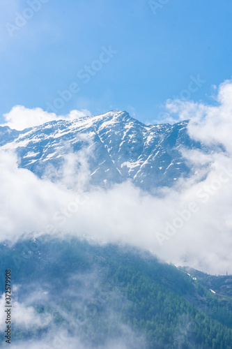 Landscape of the snowy Levanne Mountain at the border between Italy and France