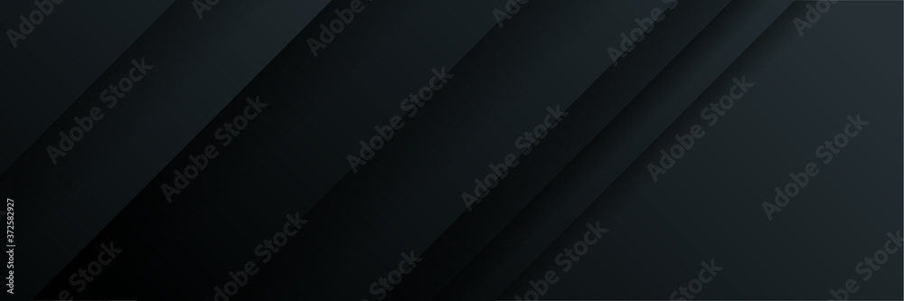 Obraz premium Dark black neutral grey background for wide banner with light layered stripe