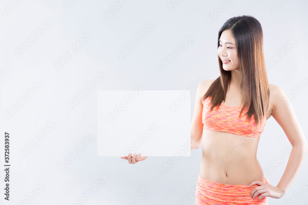メッセージボードを持つ女性 メッセージボードを持つ女性