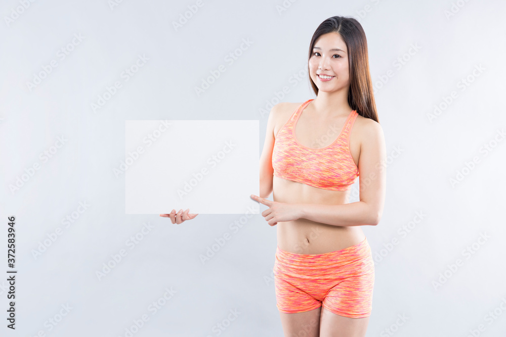 メッセージボードを持つ女性 メッセージボードを持つ女性