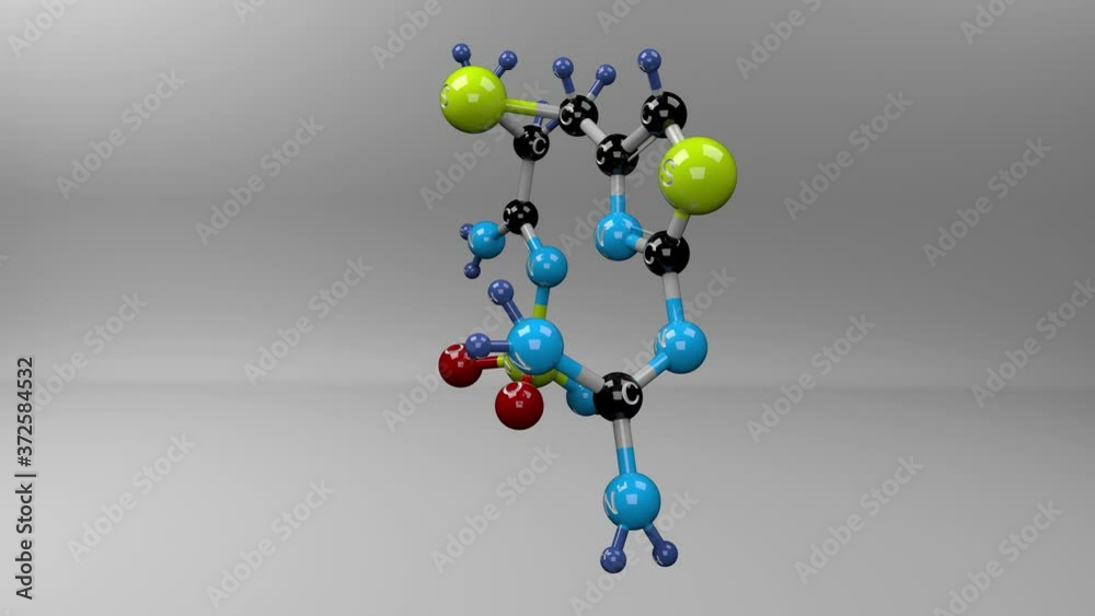Famotidine molecule. Molecular structure of pepcid, compound with