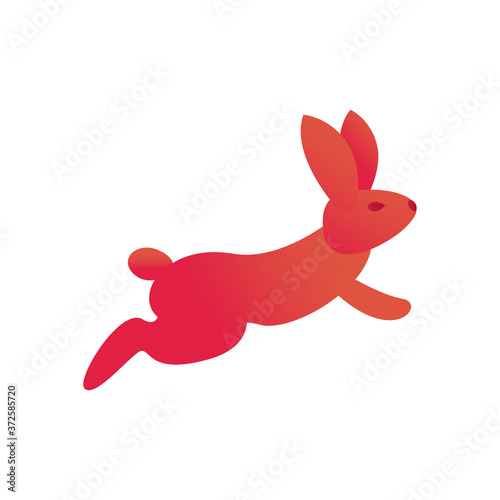 Cute rabbit jumping gradient style icon vector design
