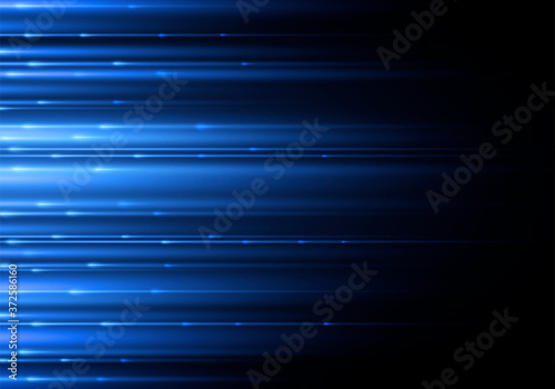 Sparkling blue trace with effect blurred motion and speed. Vector technology background