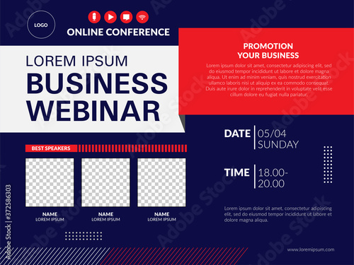 Live webinar invite template. Banner live webinar promotion for social media.
