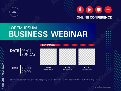 Live webinar invite template. Banner live webinar promotion for social media.
