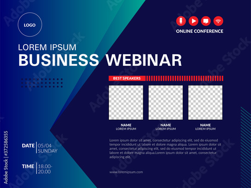 Live webinar invite template. Banner live webinar promotion for social media.
